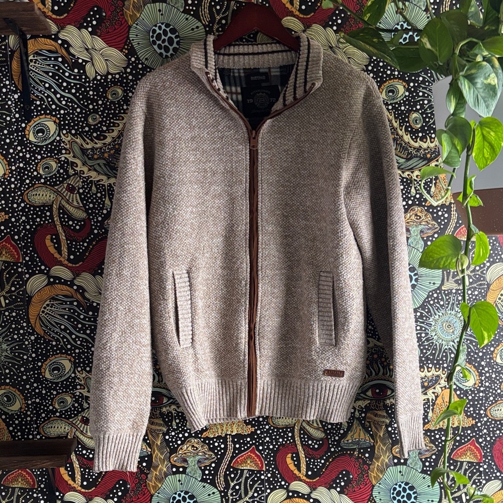 Buffalo David Bitton Men's Tan Zip-Up Sweater
